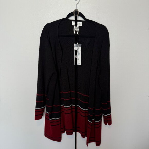 NWT Womans Black& Ruby Red Cardigan Sweater Size 1X - Picture 1 of 4